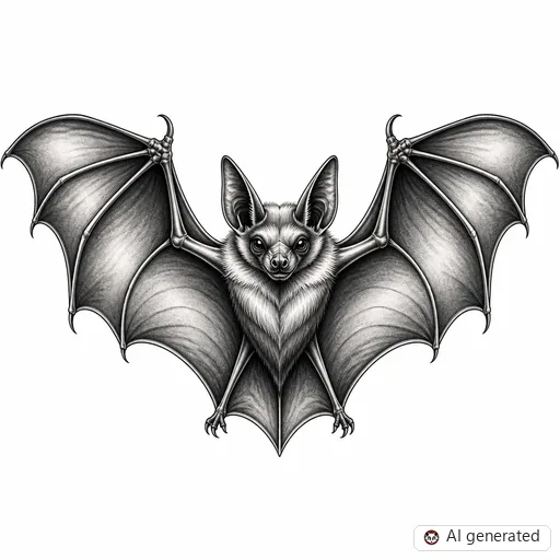 Fledermaus-Tattoo-Entwurf im Stil Chicano