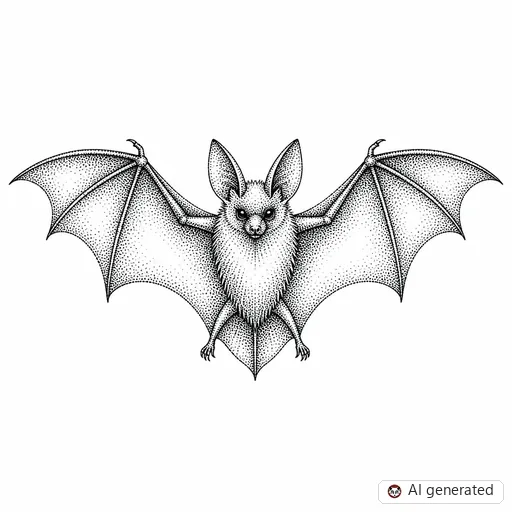 Bat tattoo design in Dotwork style