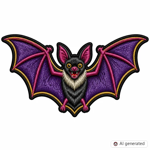 Diseño de tatuaje de Murciélago en estilo Bordado