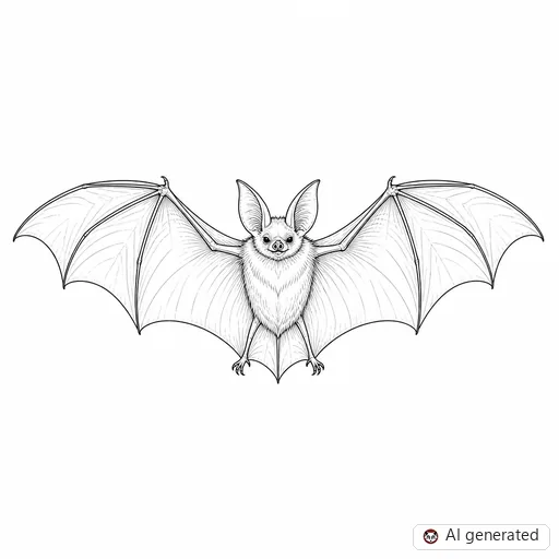 Bat tattoo design in Fine-Line style