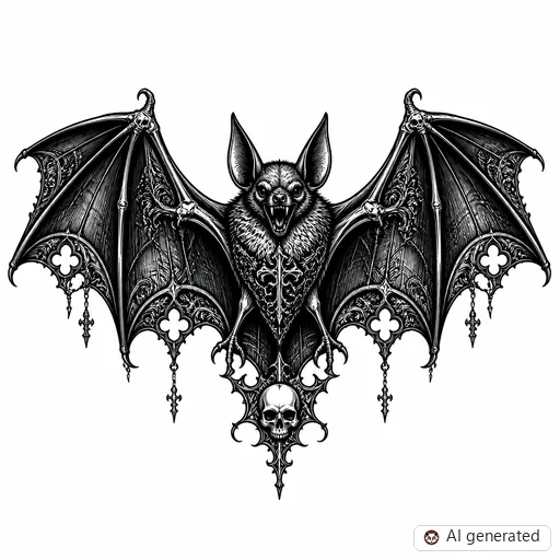 Disegno di tatuaggio Pipistrello in stile Gothic