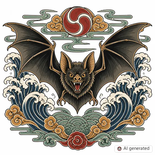 Fledermaus-Tattoo-Entwurf im Stil Japanisch (Irezumi)