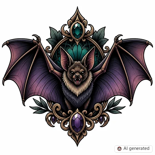 Fledermaus-Tattoo-Entwurf im Stil Neo-Traditional