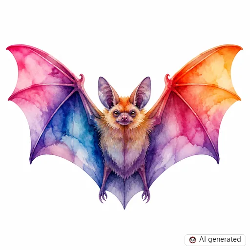 Bat tattoo design in Watercolor style