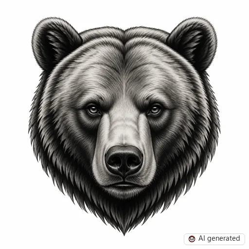 Bear tattoo design in Black & Grey style