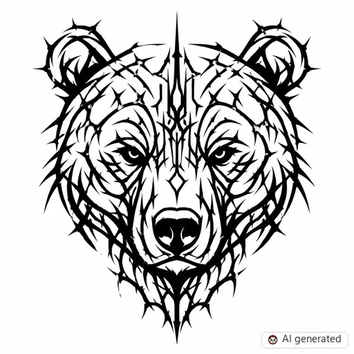Bear tattoo design in Cybersigilism style