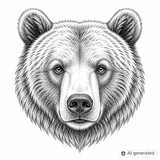 Bear tattoo design in Dotwork style