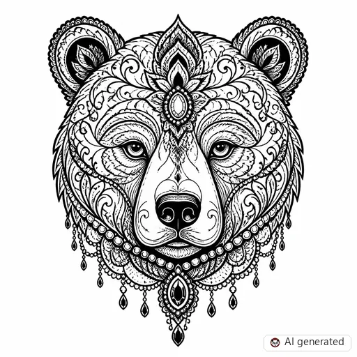 Bear tattoo design in Ornamental style