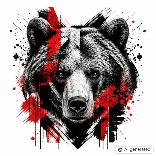 Bear tattoo design in Trash Polka style