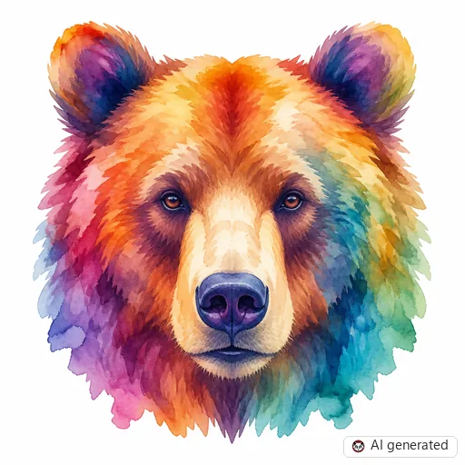 Bear tattoo design in Watercolor style