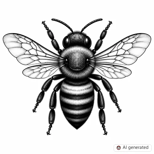 Bee tattoo design in Black & Grey style
