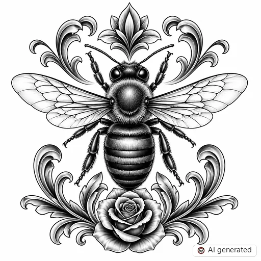 Biene-Tattoo-Entwurf im Stil Chicano