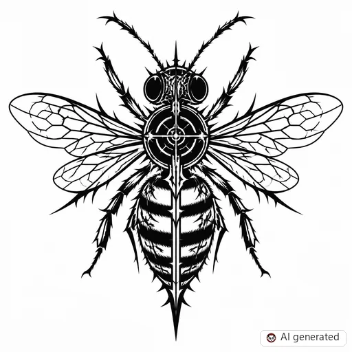 Bee tattoo design in Cybersigilism style
