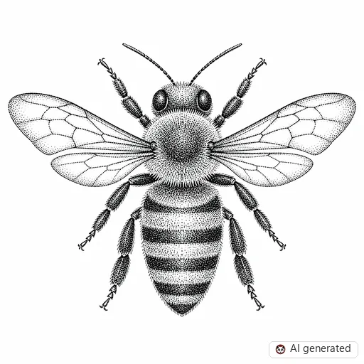Bee tattoo design in Dotwork style