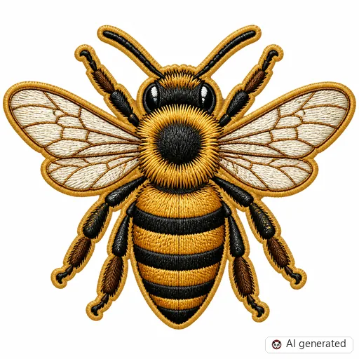 Diseño de tatuaje de Abeja en estilo Bordado