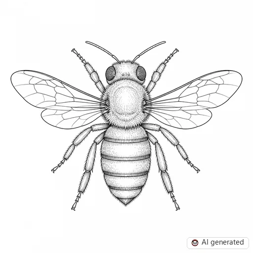 Bee tattoo design in Fine-Line style