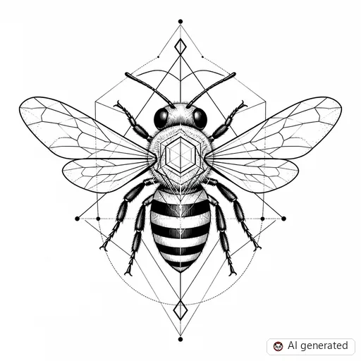 Bee tattoo design in Geometric style