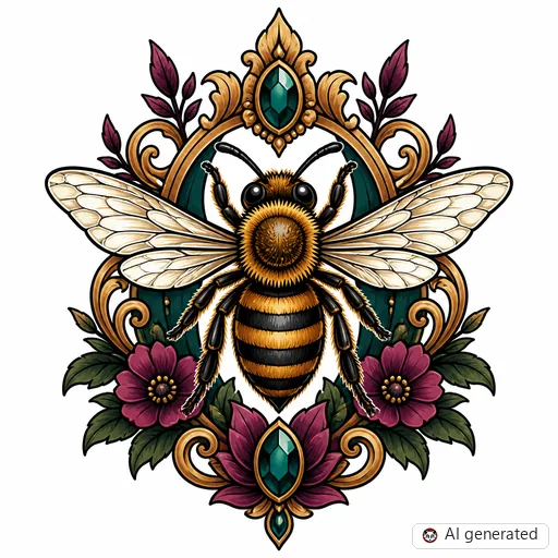 Biene-Tattoo-Entwurf im Stil Neo-Traditional