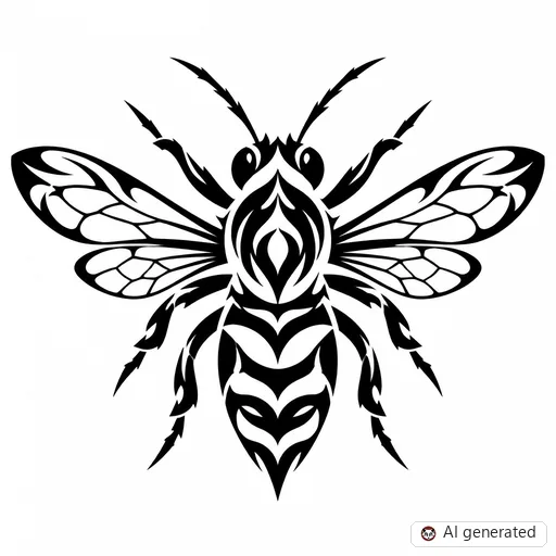 Bee tattoo design in Tribal style