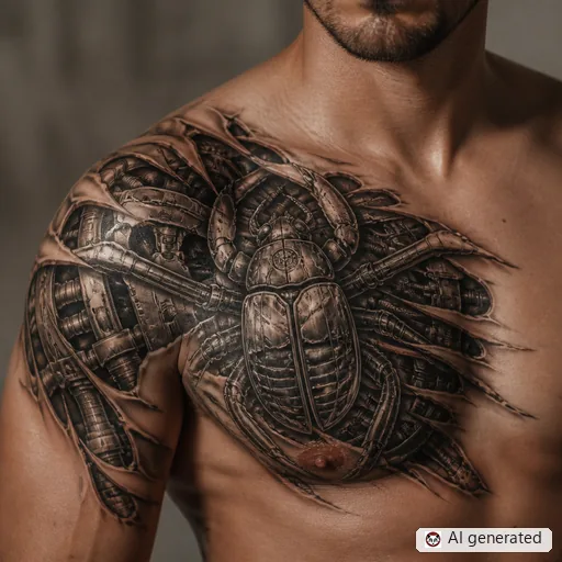 Beetle tattoo design in Biomechanical style