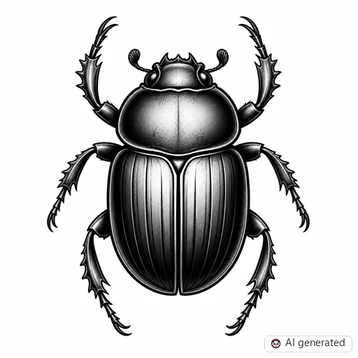 Beetle tattoo design in Black & Grey style