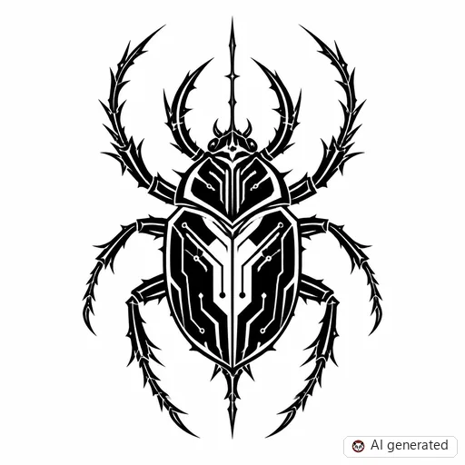 Beetle tattoo design in Cybersigilism style