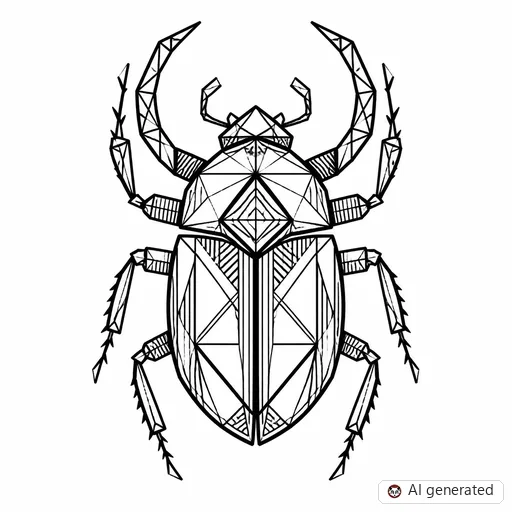 Beetle tattoo design in Geometric style