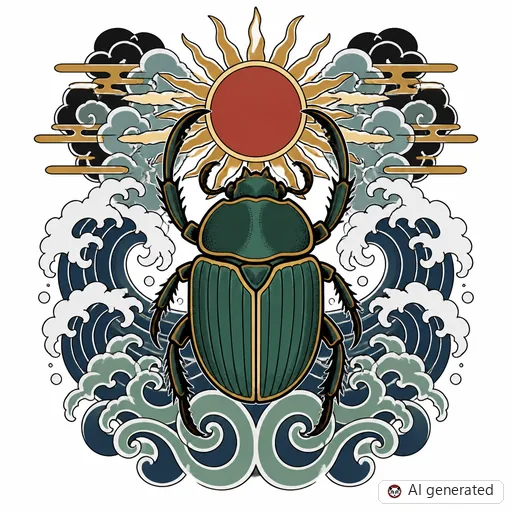 Käfer-Tattoo-Entwurf im Stil Japanisch (Irezumi)