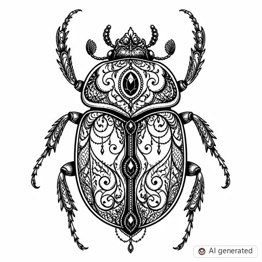 Beetle tattoo design in Ornamental style