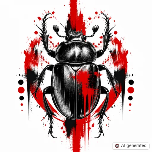 Beetle tattoo design in Trash Polka style