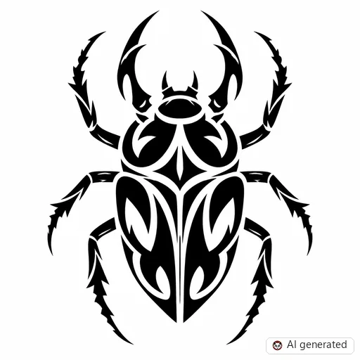 Beetle tattoo design in Tribal style
