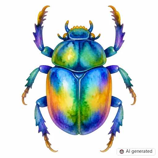 Beetle tattoo design in Watercolor style