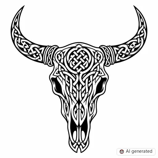 Disegno di tatuaggio Toro in stile Celtico