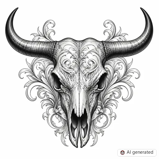 Stier-Tattoo-Entwurf im Stil Chicano