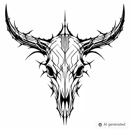 Stier-Tattoo-Entwurf im Stil Cybersigilism
