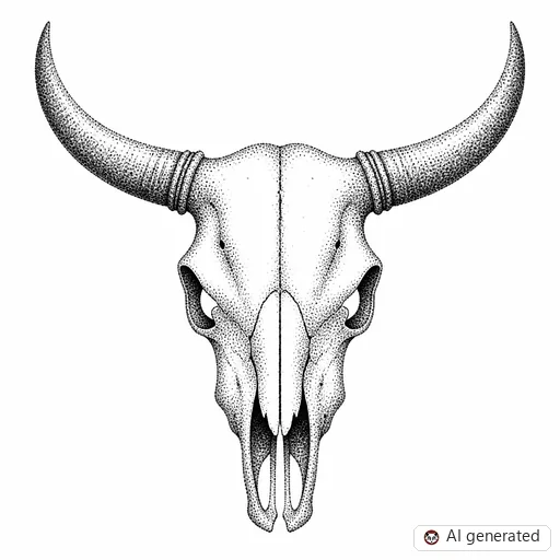 Bull tattoo design in Dotwork style