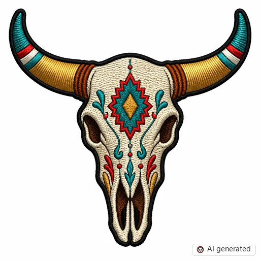 Diseño de tatuaje de Toro en estilo Bordado