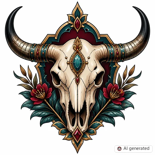Stier-Tattoo-Entwurf im Stil Neo-Traditional