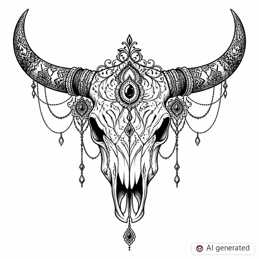 Stier-Tattoo-Entwurf im Stil Ornamental