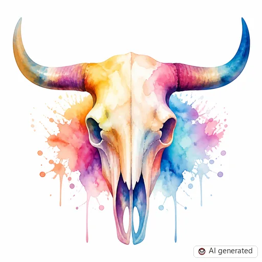 Stier-Tattoo-Entwurf im Stil Watercolor
