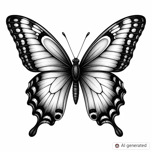 Butterfly tattoo design in Black & Grey style