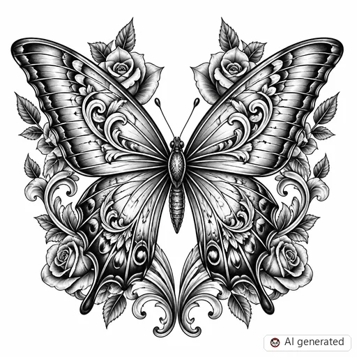 Schmetterling-Tattoo-Entwurf im Stil Chicano