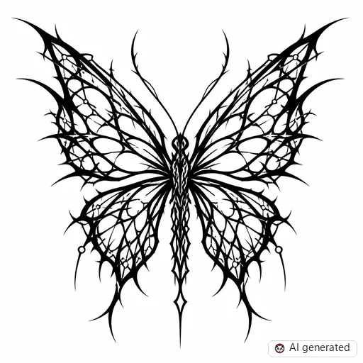 Butterfly tattoo design in Cybersigilism style