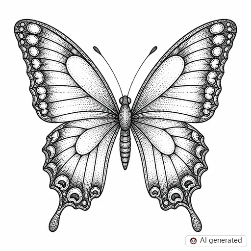 Butterfly tattoo design in Dotwork style