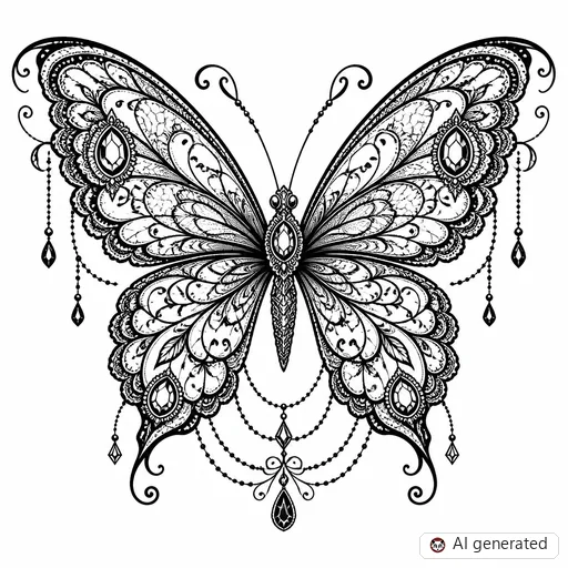 Butterfly tattoo design in Ornamental style