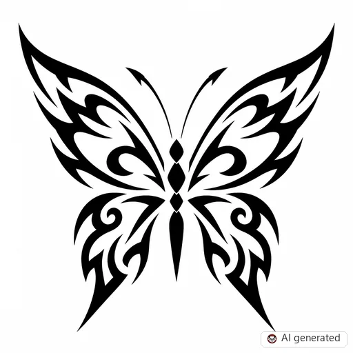 Butterfly tattoo design in Tribal style