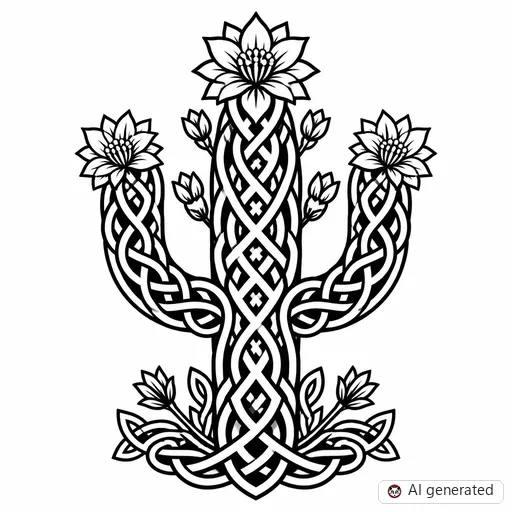 Disegno di tatuaggio Cactus in stile Celtico