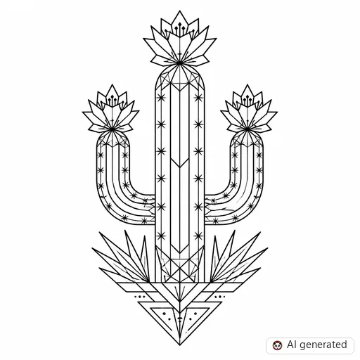 Cactus tattoo design in Geometric style