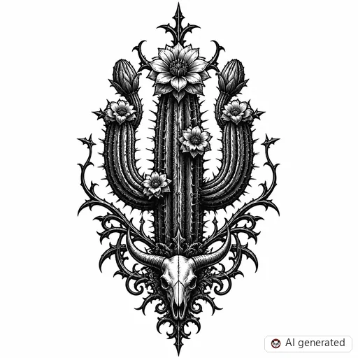 Disegno di tatuaggio Cactus in stile Gothic