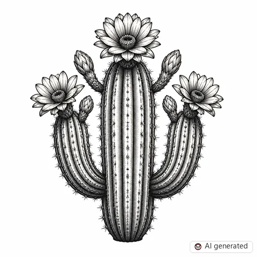 Cactus tattoo design in Illustrative style